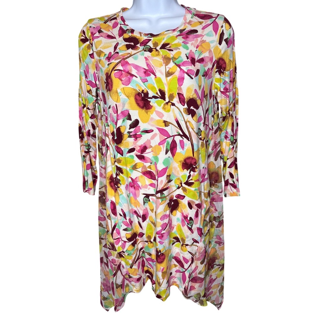 LOGO Lori Goldstein Womens Multicolor Floral Tunic Dress XXS Sharkbite Boho Chic